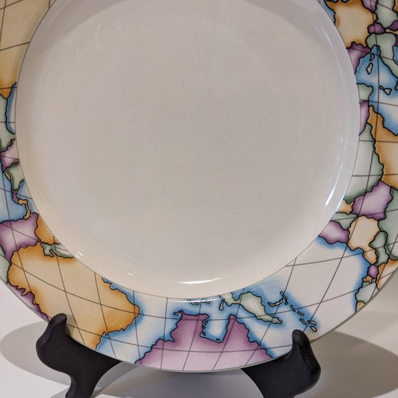 Vintage 1992 Vitromaster Atlas Side Plates 4 ceramic stoneware world globe - Picture 4 of 6